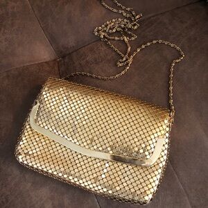 Vintage Gold Metal Mesh Crossbody Bag Clutch
